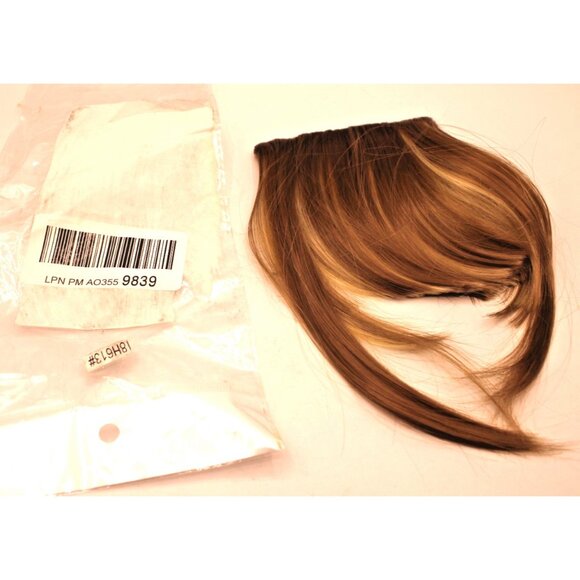 Clip-In Hair Bangs Extensions Light Brown Blonde Straight Human Hair Ponytail Up - Picture 3 of 9